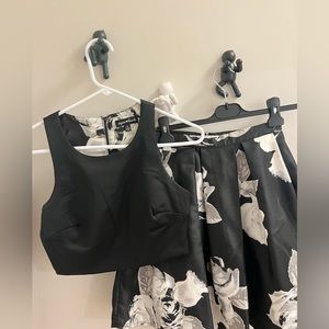 Black Floral Two Piece Set